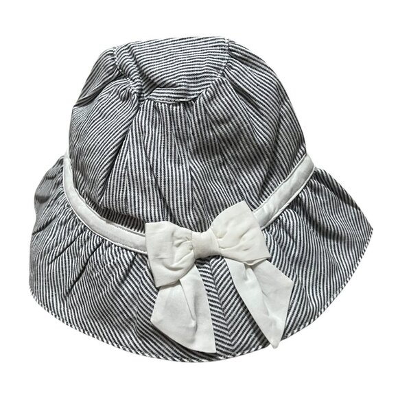 Janie & Jack Striped Bow Front Baby Girls Sun Hat Sz 6-12 Months Girls - Picture 3 of 7